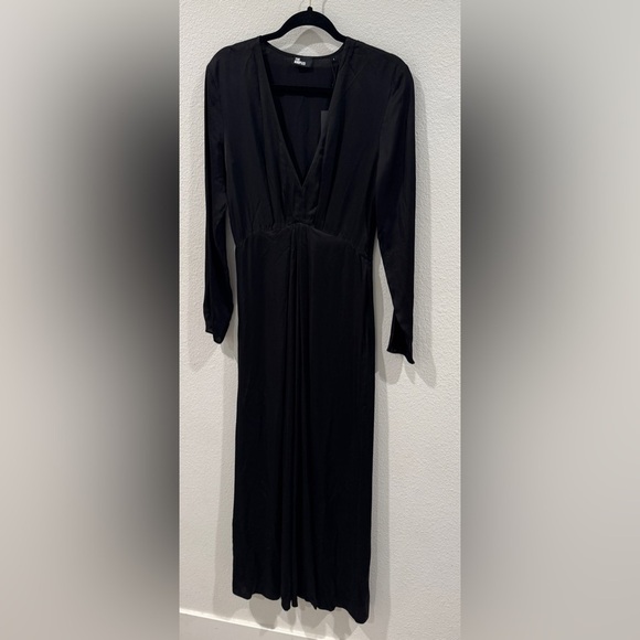 NWT The Kooples Black Long Sleeve V Neckline Maxi Dress Size 2 - Picture 3 of 17